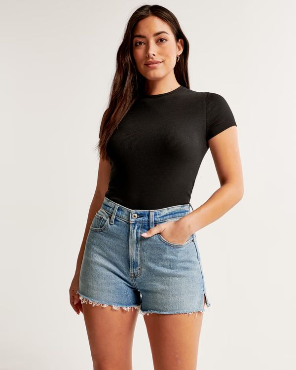 Women's Soft Matte Seamless Tee Bodysuit | Women's Tops | Abercrombie.com | Abercrombie & Fitch (US)