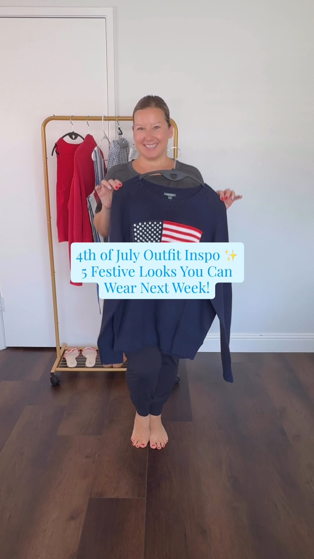 🎆 4th of July Outfit Inspo 🎇
One week ‘til the 4th—here are 5 festive looks to celebrate in style 🇺🇸
Whether you’re BBQ-ing, beach-bound, or just keeping it casual, I’ve got you covered:
❤️ Cozy flag sweater + denim
🤍 Classic cardigan + cherry sandals
💙 Striped dress moment
❤️‍🔥 Sporty-chic in activewear
🇺🇸 Boho crochet + maxi combo

#LTKSeasonal #LTKPetite #LTKParties