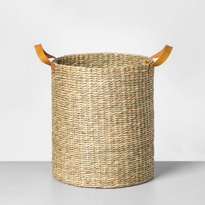 Tall Seagrass Basket with Leather Handle - Hearth & Hand™ with Magnolia | Target