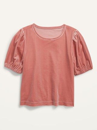 Cropped Velvet Puff-Sleeve Top for Girls | Old Navy (US)