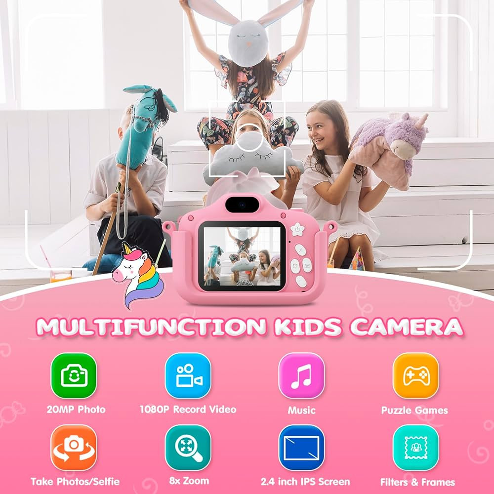 CAMCLID Kids Camera, 2.0" 1080P HD Kids Digital Camera for Girls Boys with 32GB Card, Dual Lens S... | Amazon (UK)