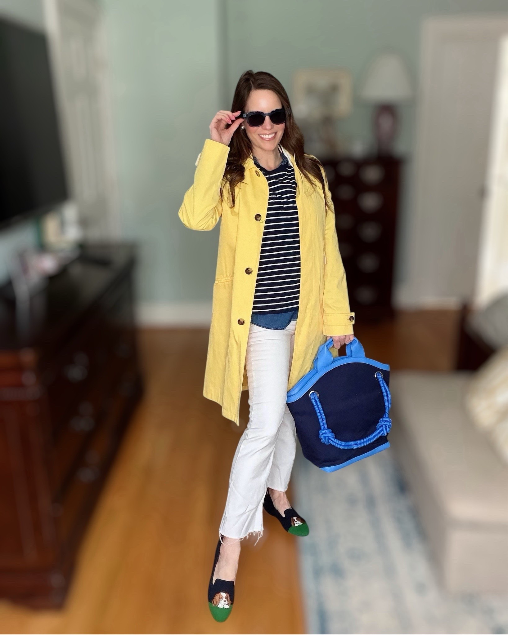 Preppy Spring Rainy Day Outfit 💛 Navy Stripes & Yellow Coat

Bringing a little sunshine to a rainy day ☀️ I styled this classic navy striped tee layered over a denim button-down with crisp white flare crop jeans and the cutest yellow raincoat for a bright, happy pop of color. The navy and blue tote ties it all together, and these embroidered loafers add such a fun, playful touch.

This is the perfect preppy spring outfit for rainy days, school drop-off, weekend errands, or casual lunch plans. Polished but still comfortable — and easy to recreate with wardrobe staples you’ll wear on repeat 💙💛

spring outfit, preppy style, rainy day outfit, yellow raincoat outfit, navy stripe top, white flare jeans, classic everyday look, casual chic spring outfit

#LTKootd #LTKPetite #LTKOver40

#LTKmomlife #LTKootd #LTKOver40