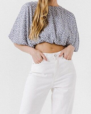 English Factory Cropped Puff Sleeve Top | Express