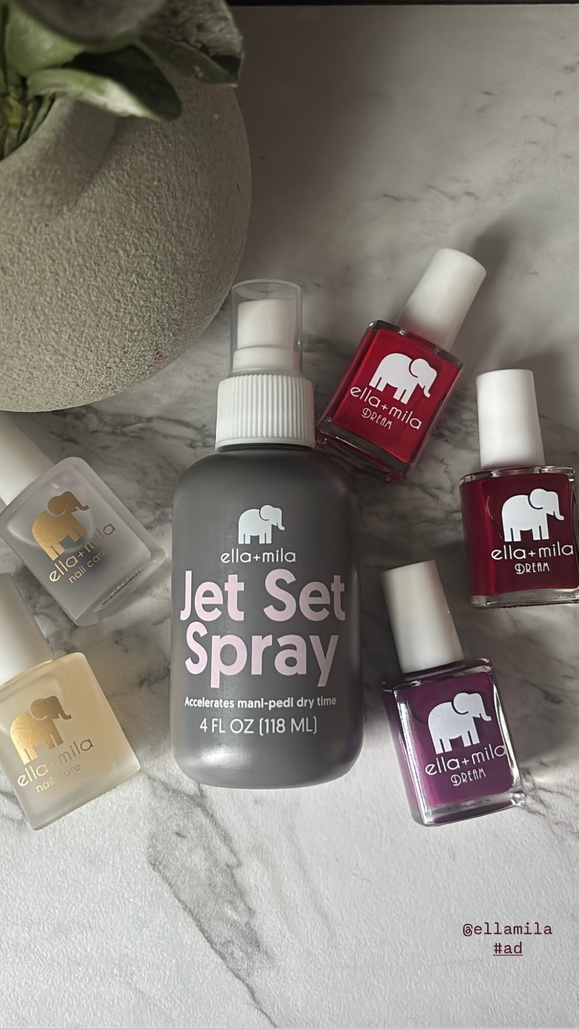 Ella + Mila’s Jet Set spray is a game changer! One of my biggest pet peeves is waiting for nail polish to dry and this spray makes it so easy to paint my nails in 5 minutes! Base - polish - top coat - jet set spray - DONE! 
Available on www.ellamila.com
.
@ellamila #ellamilapartner #ad 

#LTKselfcare #LTKBeauty #LTKgrwm