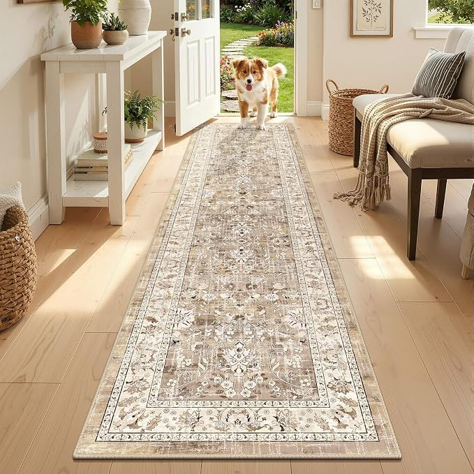 LOKHOM Washable Runner Rug, 2x8 Non-Slip Vintage Hallway Runner Rug with Rubber Backing, Boho Flo... | Amazon (US)