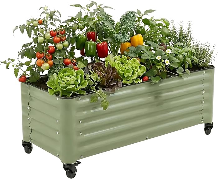 Vego garden Classic Rolling Garden Bed – 1.75' Mobile Metal Raised Garden Bed for Patio, Deck, ... | Amazon (US)