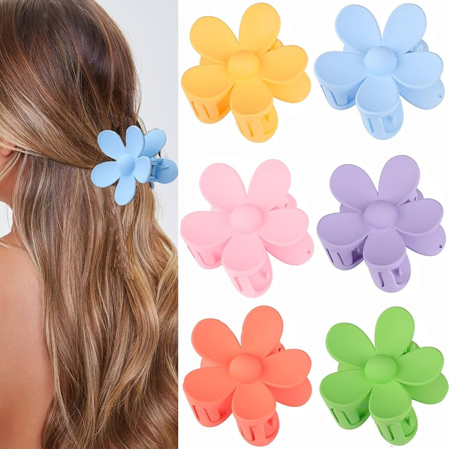 ACO-UINT 6 Pack Hair Clips for Women, Hair Claw Clips 2.85 Inch Flower Hair Clips, Y2K Accessorie... | Amazon (US)