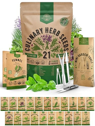 21 Culinary Herb Seeds Variety Pack - Heirloom, Non-GMO, Herb Seeds for Planting Outdoor and Indoor - Home Gardening. Over 11,400+ Seeds Including Rosemary, Thyme, Oregano, Mint, Basil, Parsley & More | Amazon (US)