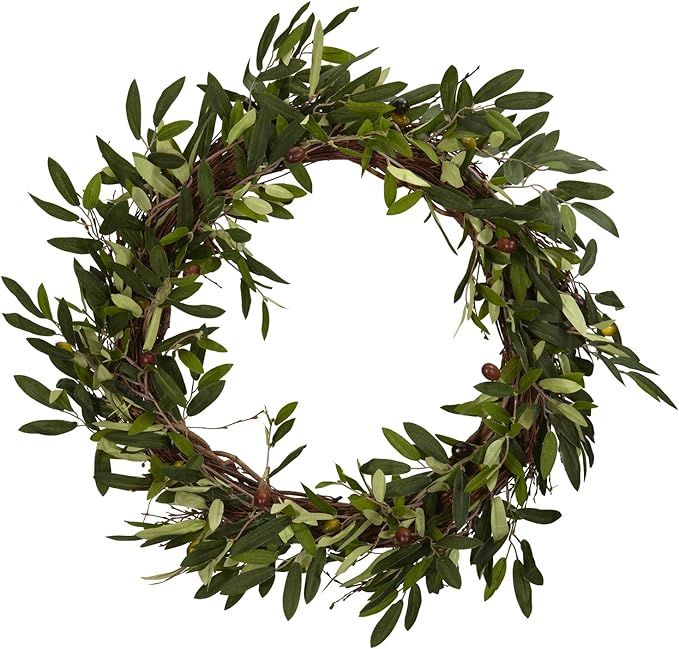 Nearly Natural 4773 20in. Olive Wreath,Green,22" x 22" x 6" | Amazon (US)