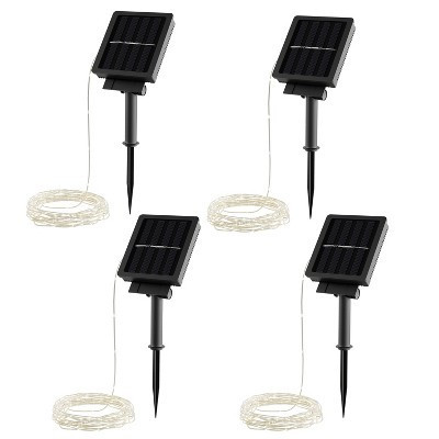Solar Outdoor String Lights 4-Pack LED Hanging Fairy Lighting with 8 Warm White Light Modes for Patio, Backyard, Garden, Events by Pure Garden | Target