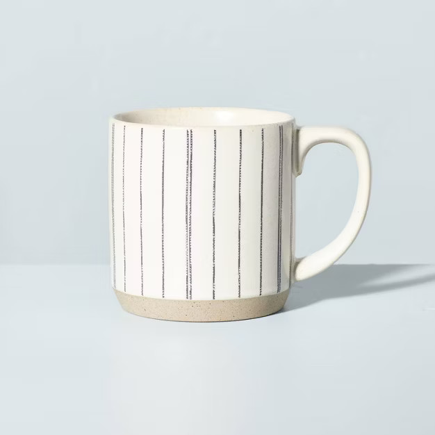 10oz Distressed Vertical Stripes Stoneware Mug Blue/Sour Cream - Hearth & Hand™ with Magnolia | Target