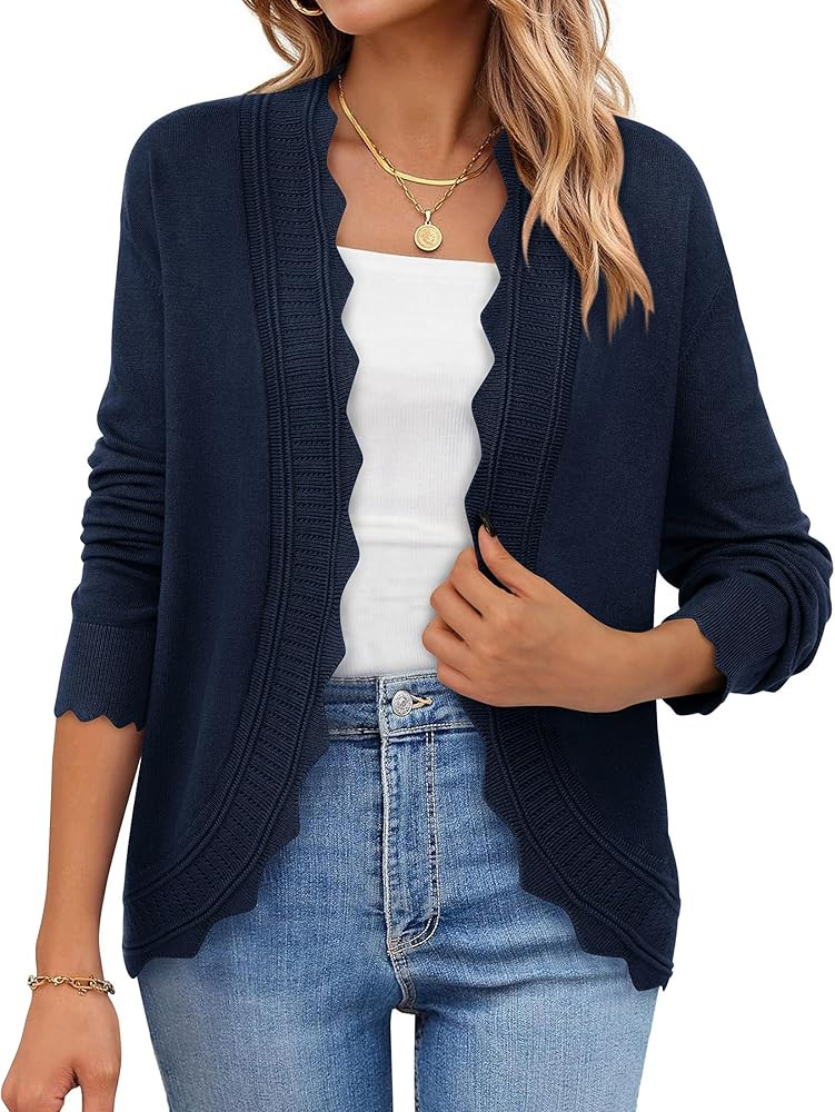 PRETTYGARDEN Cardigans for Women Lightweight Casual Long Sleeve Knitted Open Front Shrugs Sweater... | Amazon (US)