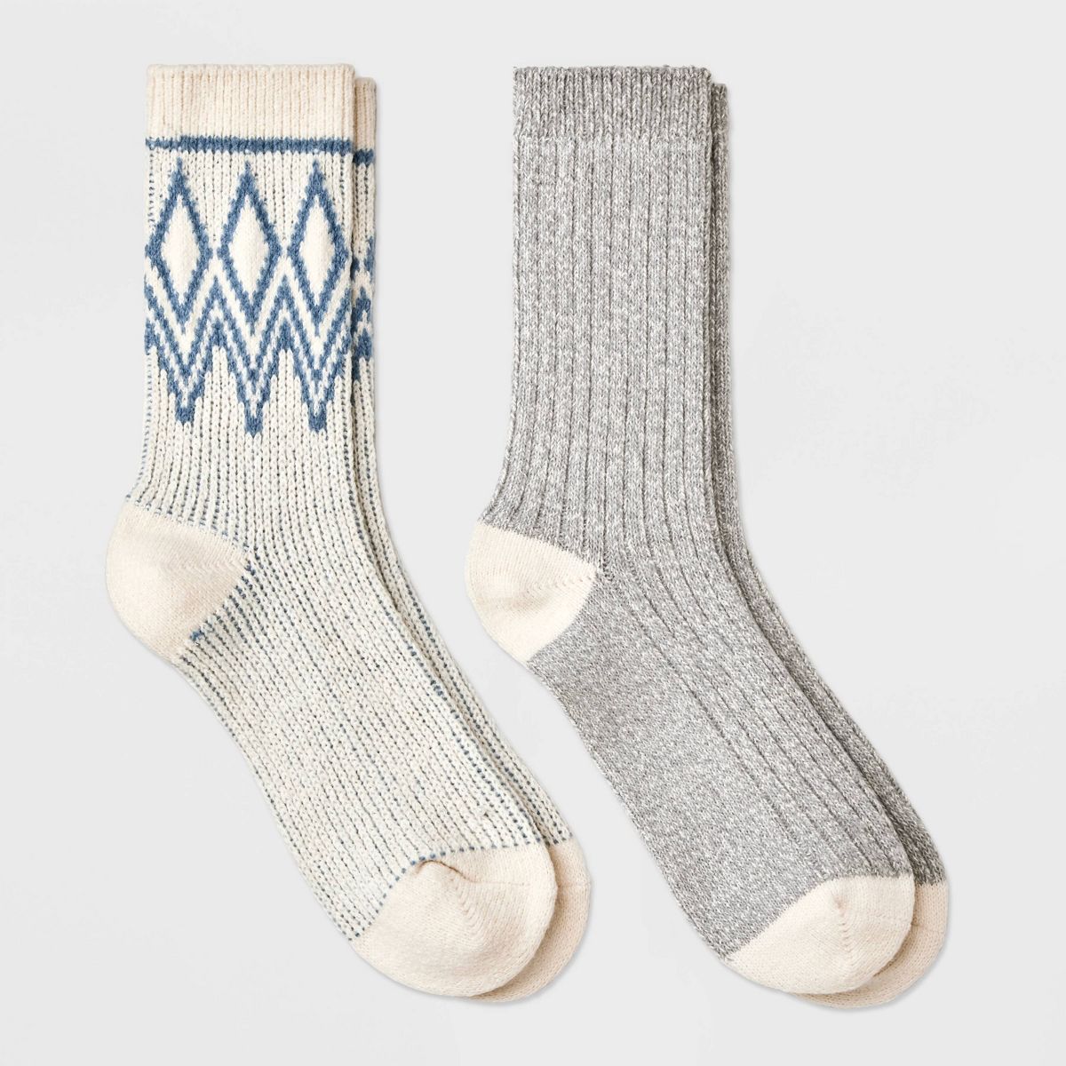 Women's 2pk Lightweight Super Soft Fair Isle Diamond Crew Socks - All in Motion™ 4-10 | Target