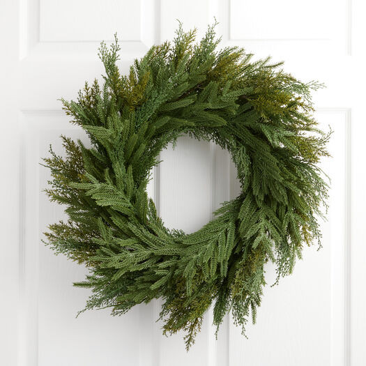 Green Soft Touch Mixed Faux Pine Wreath by World Market | World Market