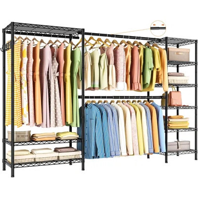 Expandable Heavy Duty Garment Rack Clothes Rack,Large Metal Closet Organizer System Storage Wardrobe,Freestanding Clothing Rack with 9 Adjustable Wire | Wayfair North America