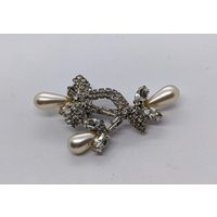 Vintage Pearl & Crystal Brooch, Faux Pin | Etsy (US)