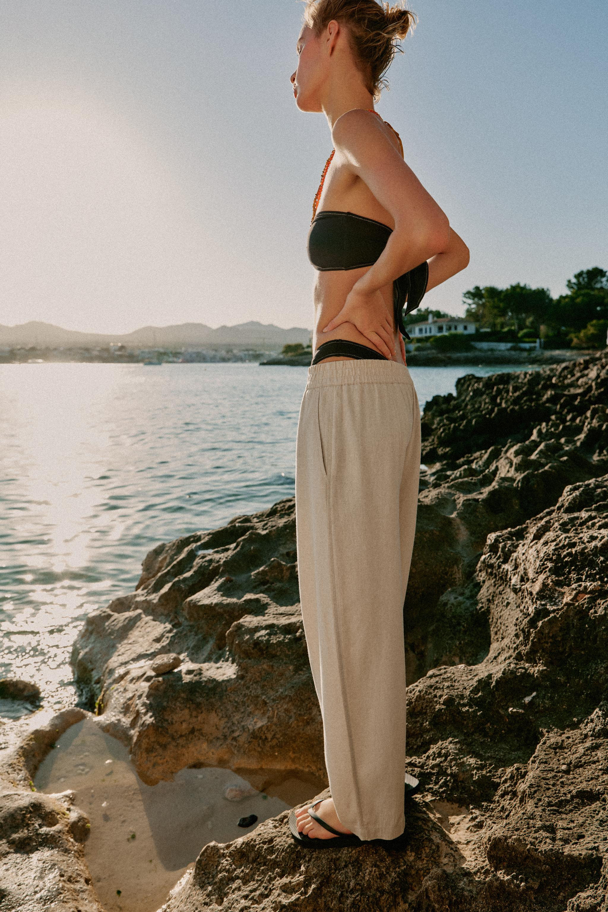 BARREL LINEN BLEND TROUSERS | Zara UK