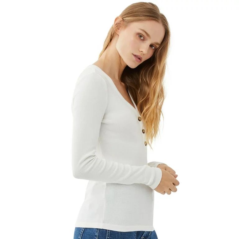 Free Assembly Women's Ribbed Henley Top - Walmart.com | Walmart (US)