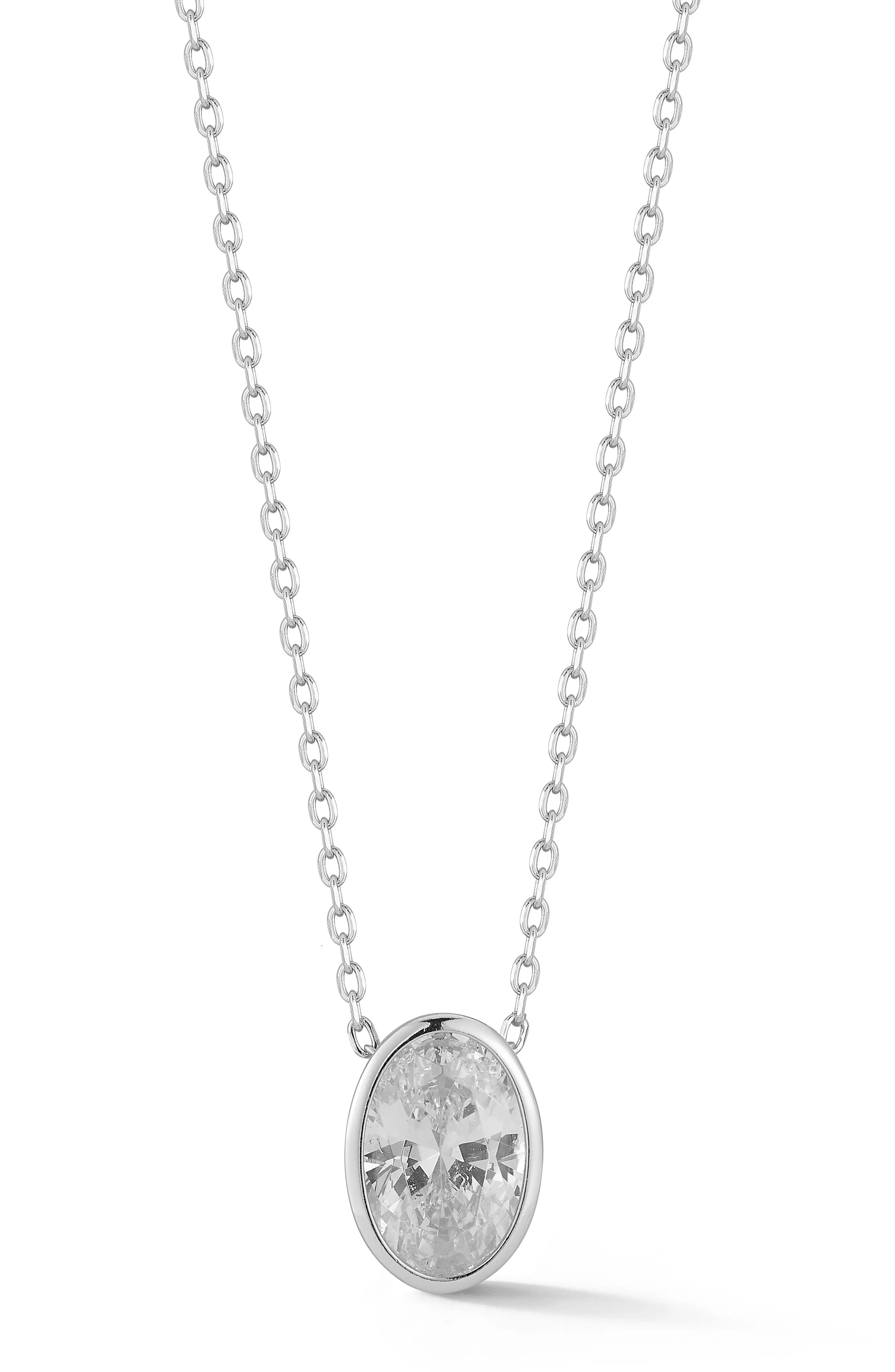 GLAZE JEWELRY Oval Cubic Zirconia Solitaire Pendant Necklace (Women) | Nordstromrack | Nordstrom Rack