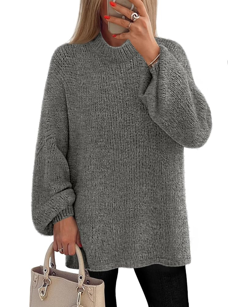 MEROKEETY Women's Long Sleeve Knit Sweaters 2025 Fall Trendy Casual Chunky Crewneck Pullover Jump... | Amazon (US)