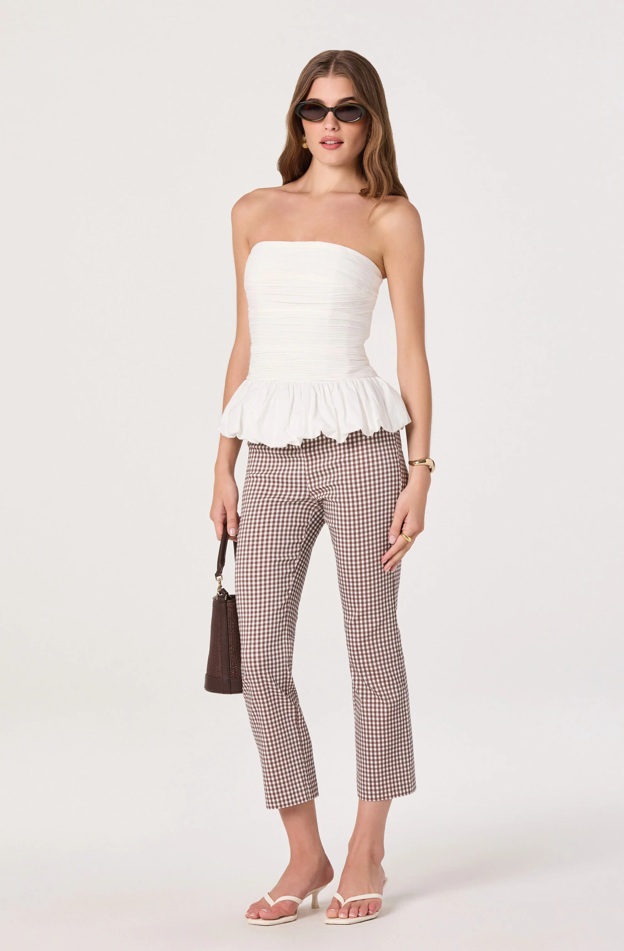 Alma Gingham Kick-Flare Cropped Pants | ASTR The Label (US)
