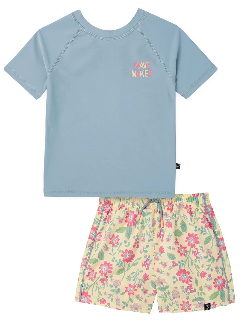 Modern Moments by Gerber Baby and Toddler Boy Short- Sleeve Rash Guard and Trunk Set, 2-Piece, Si... | Walmart (US)