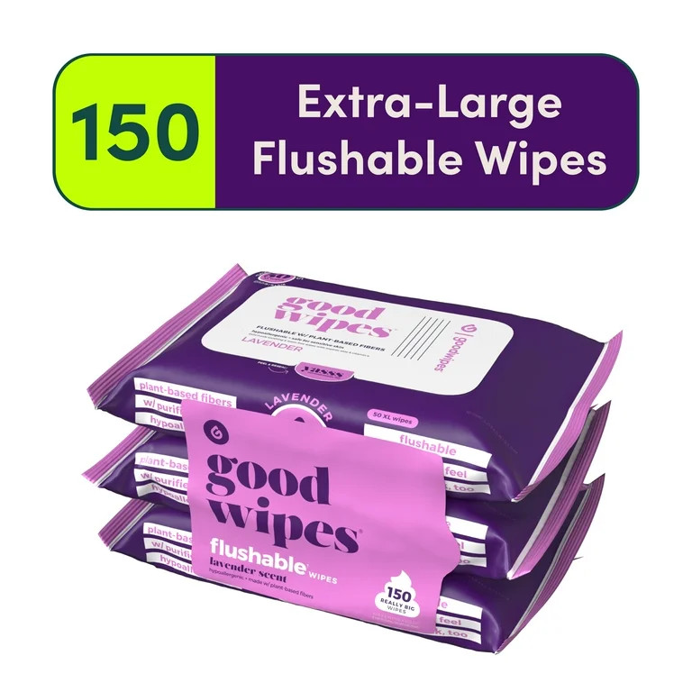 Goodwipes Flushable Butt Wipes, Lavender Scented, 3 Pack, 150 Total Wipes | Walmart (US)