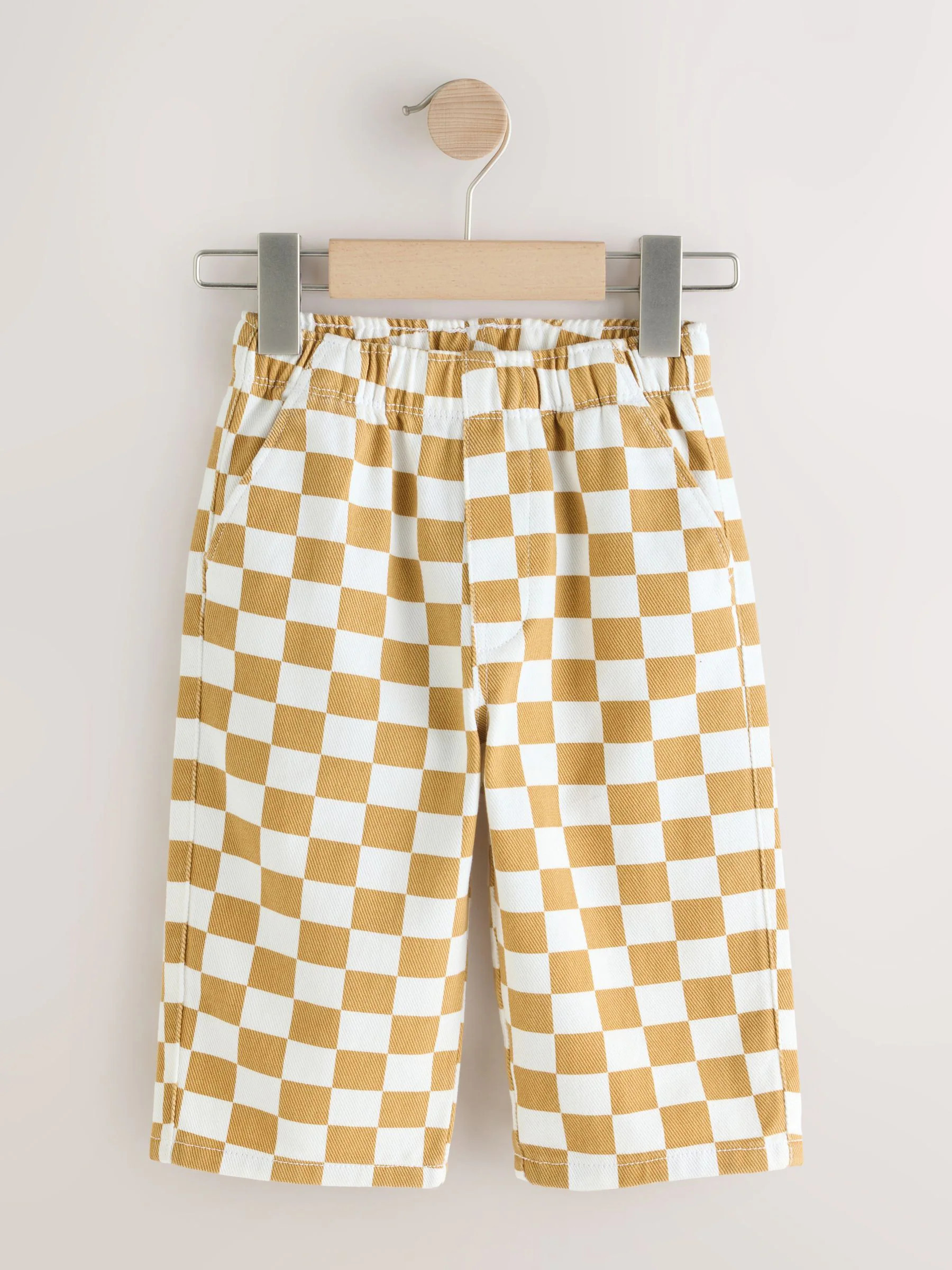 Next Yellow/White Checkerboard Pull On Wide Trousers (3mths-7yrs) | Next US