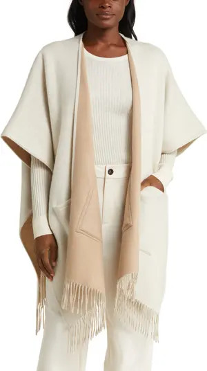 Reversible Pocket Wool & Cashmere Ruana | Nordstrom