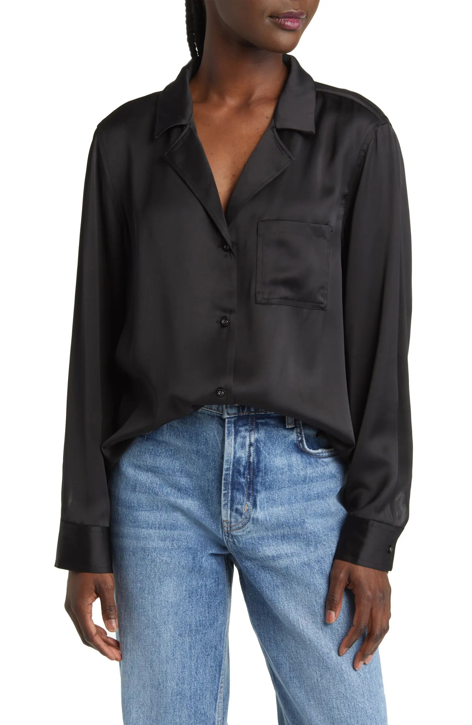 Satin Button-Up Top | Nordstrom