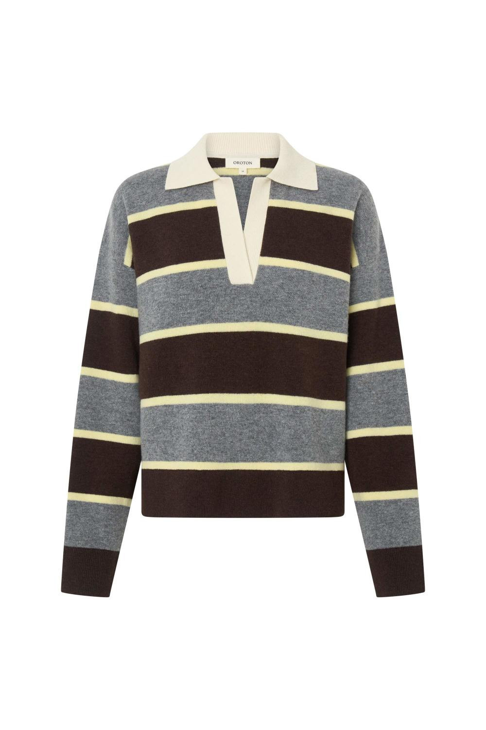 Rugby Stripe Knit Dark Chocolate | Oroton