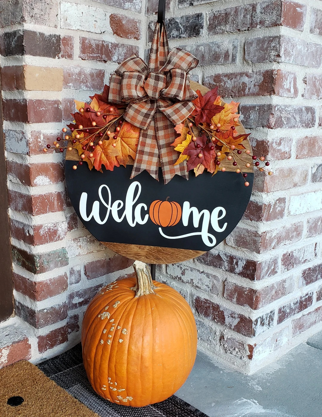 Door Hanger | Welcome Pumpkin| Front Door Decor | Farmhouse |  Welcome door hanger |  Welcome Wre... | Etsy (US)