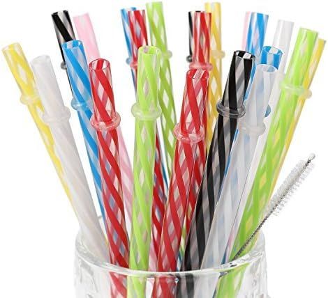 25 Pieces Reusable Plastic Straws. BPA-Free, 9 Inch Long Drinking Transparent Straws Fit for Maso... | Amazon (US)