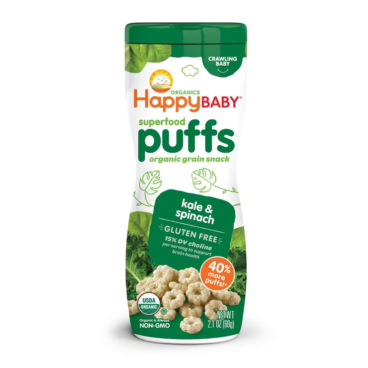 HappyBaby Superfood Kale & Spinach Gluten Free Puffs - 2.1oz | Target