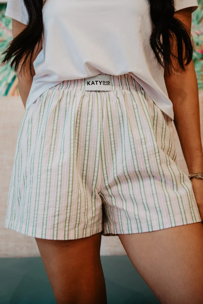 Light Pink and Green Striped Boxers | Katydid.com