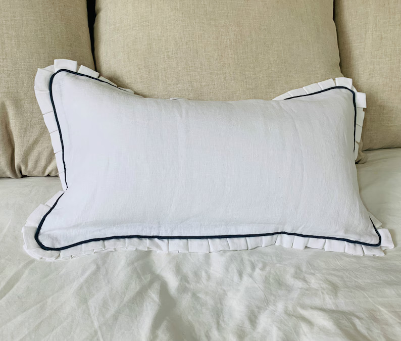 Linen Pillow Sham with Box Pleats and Piping 80 Linen | Etsy | Etsy (US)