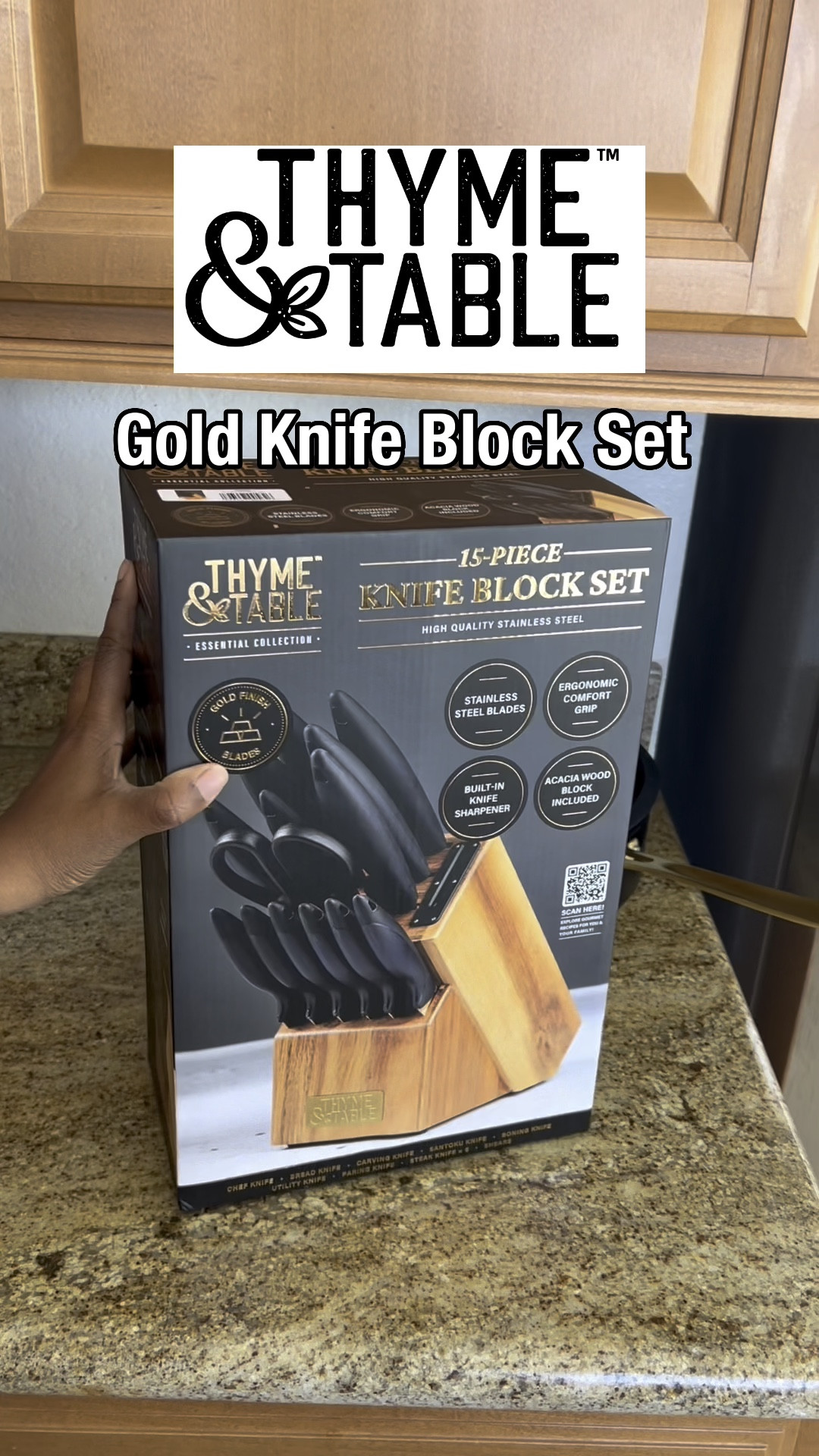 Thyme & Table 15-Piece Knife Block Set - Walmart.com