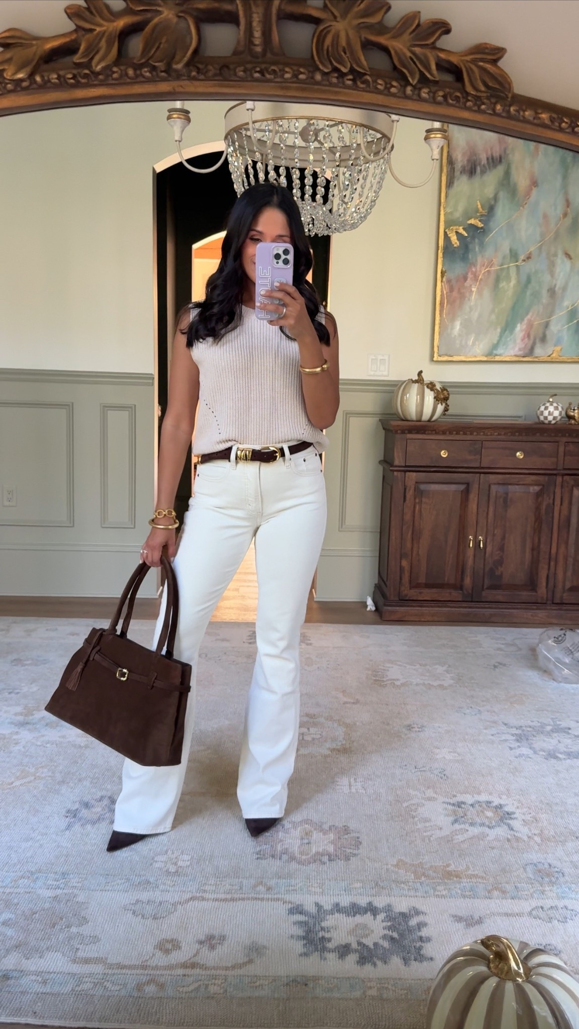 Love the fit of these high rise bootcut jeans!  They’re so flattering in this ecru color
I’m wearing the sz regular 26 so I can wear with heels. Take 20% OFF with code: AFKATHLEEN
My top is also 25% OFF too!
#denim #falloutfit 

#LTKSaleAlert #LTKStyleTip