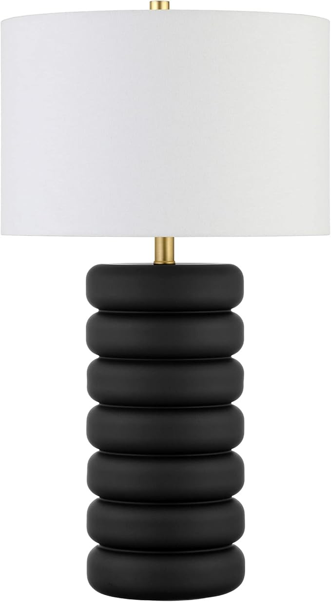 Henn&Hart 25" Tall Glass Bubble Body Table Lamp with Fabric Shade in Matte Black/Brass, for Home,... | Amazon (US)