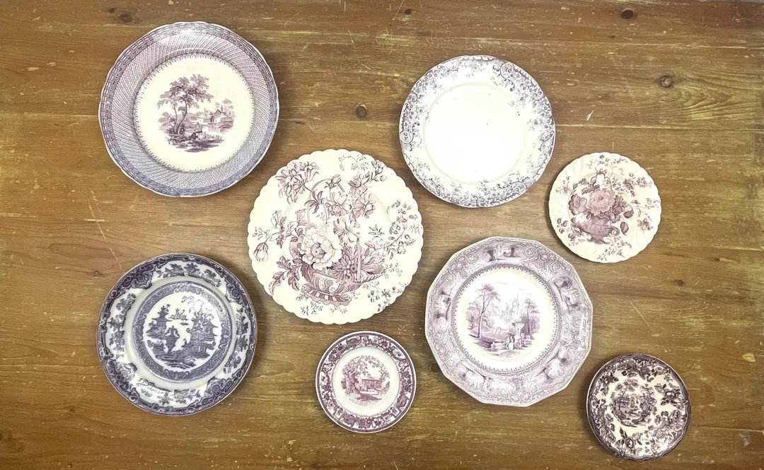 Vintage Mulberry Purple Mismatch Decorative Wall Plates Tonquin Charlotte Staffordshire  Lozere L... | Etsy (US)