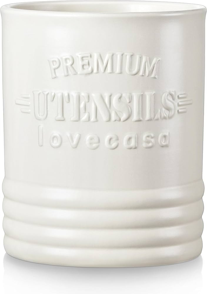 LOVECASA Vintage Utensil Holder for Kitchen Countertop, 7.2” Large Ceramic Utensil Crock for Ho... | Amazon (US)