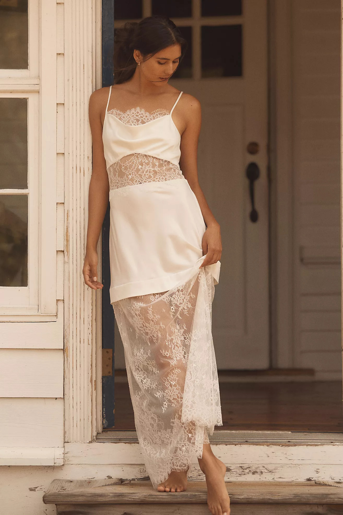 Rya Collection Felicia Satin & Lace Maxi Dress | Anthropologie (US)