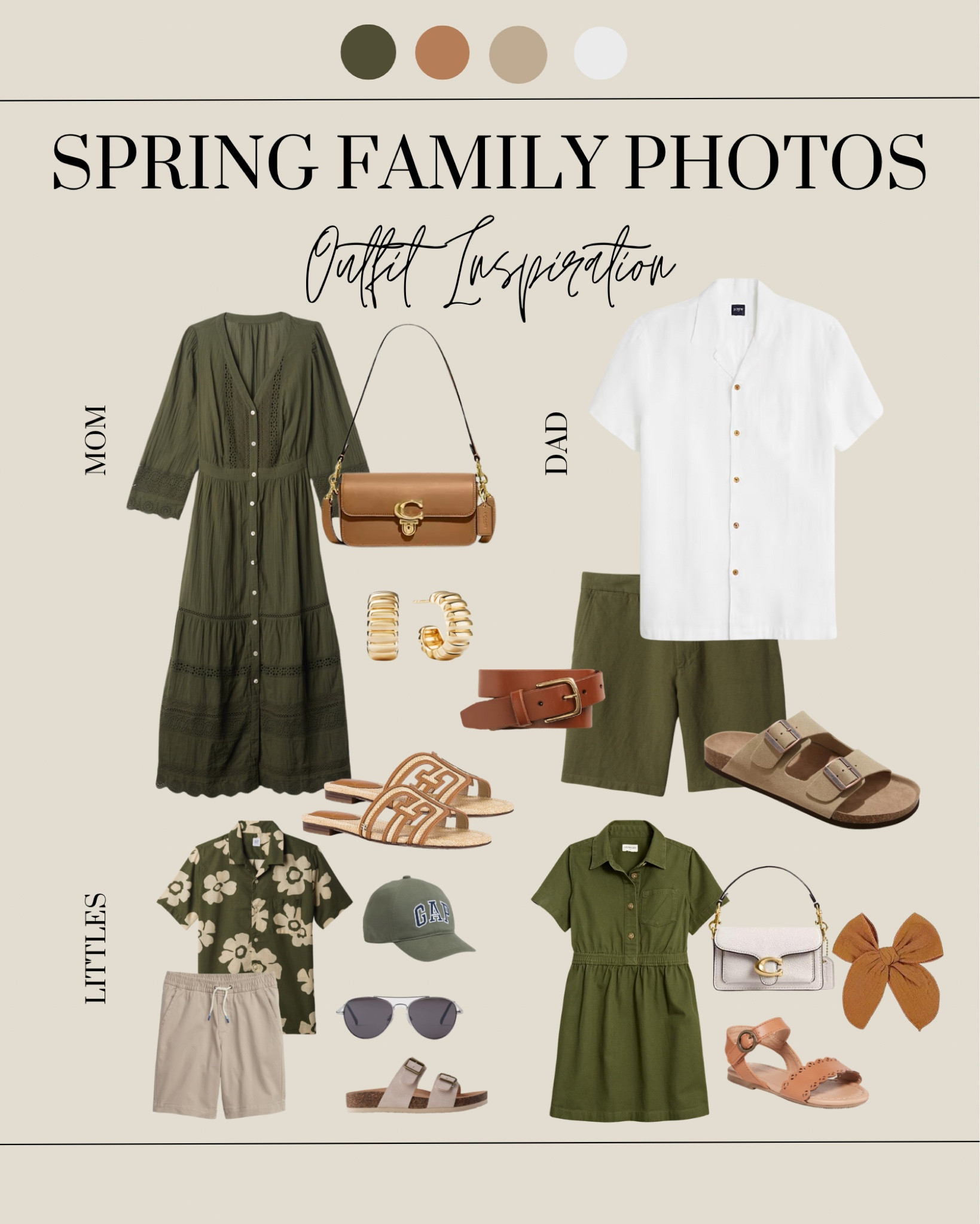 Spring is here! Dress your family for the season with earthy tones like forest green, cognac, and tan. This comfy, stylish look is perfect for springtime photos! 🌿☀️ #springstyle #familytime #outdoors