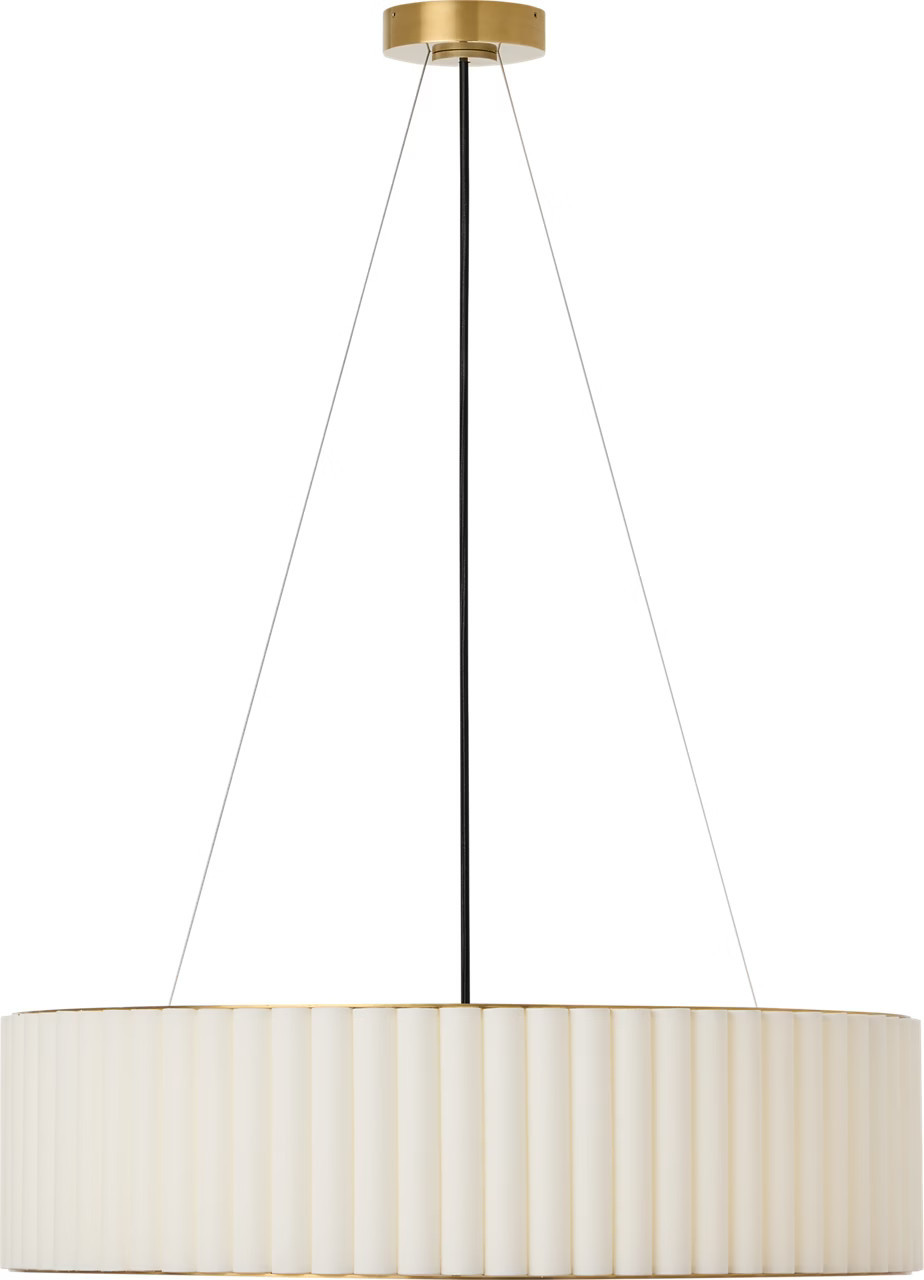 Palati Large Hanging Shade in Hand-Rubbed Antique Brass with Linen ShadeVisual Comfort | Visual Comfort