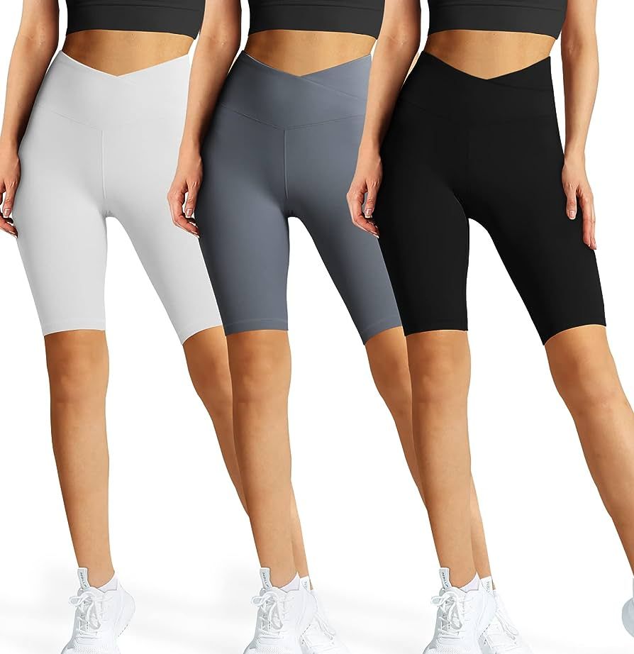 Bluemaple 3 Pack Biker Shorts Women High Waisted-8" Womens Workout Running Athletic Spandex Soft ... | Amazon (US)
