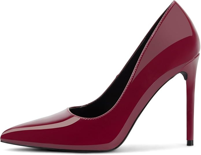 Women's Pumps Slip On High Heels with Pointed Toe 4.1 Inch Stiletto Bridal Party Dress Heels for ... | Amazon (US)