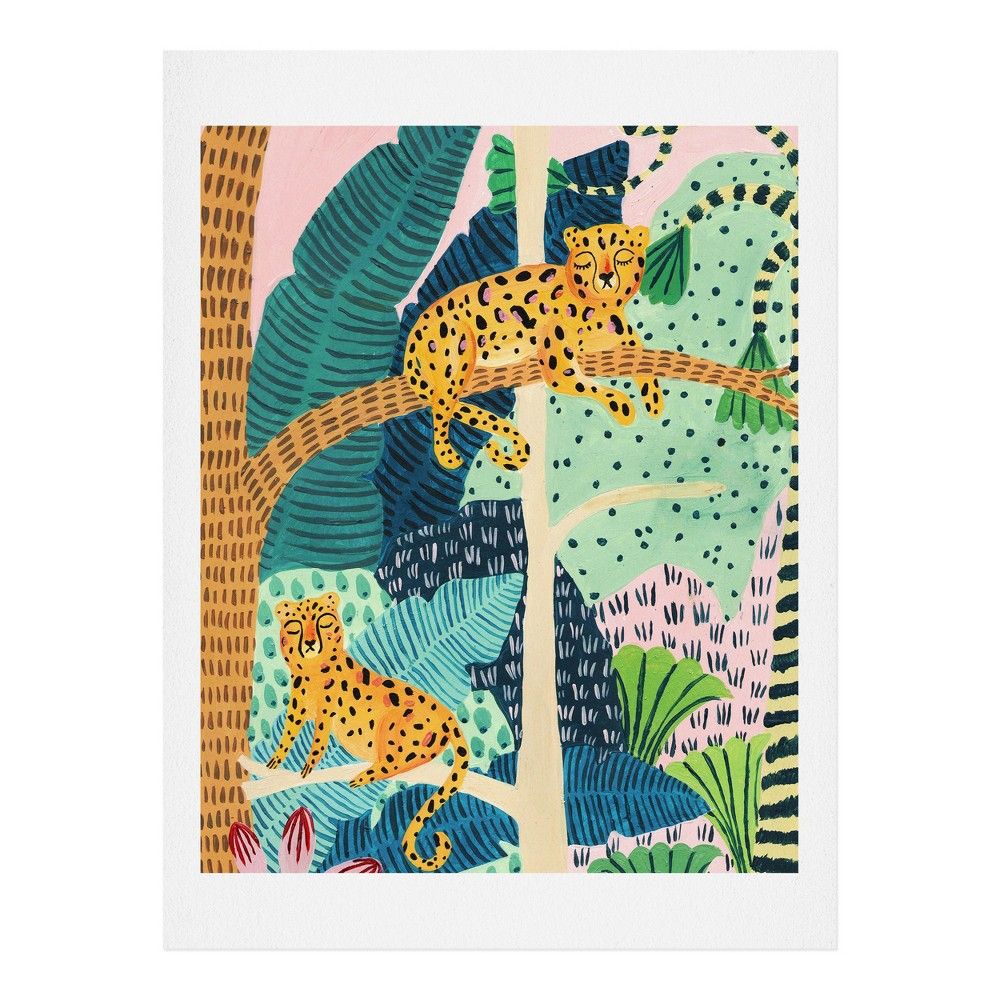 11"" x 14"" Ambers Textiles Jungle Cheetahs Wall Art Print Green - society6 | Target
