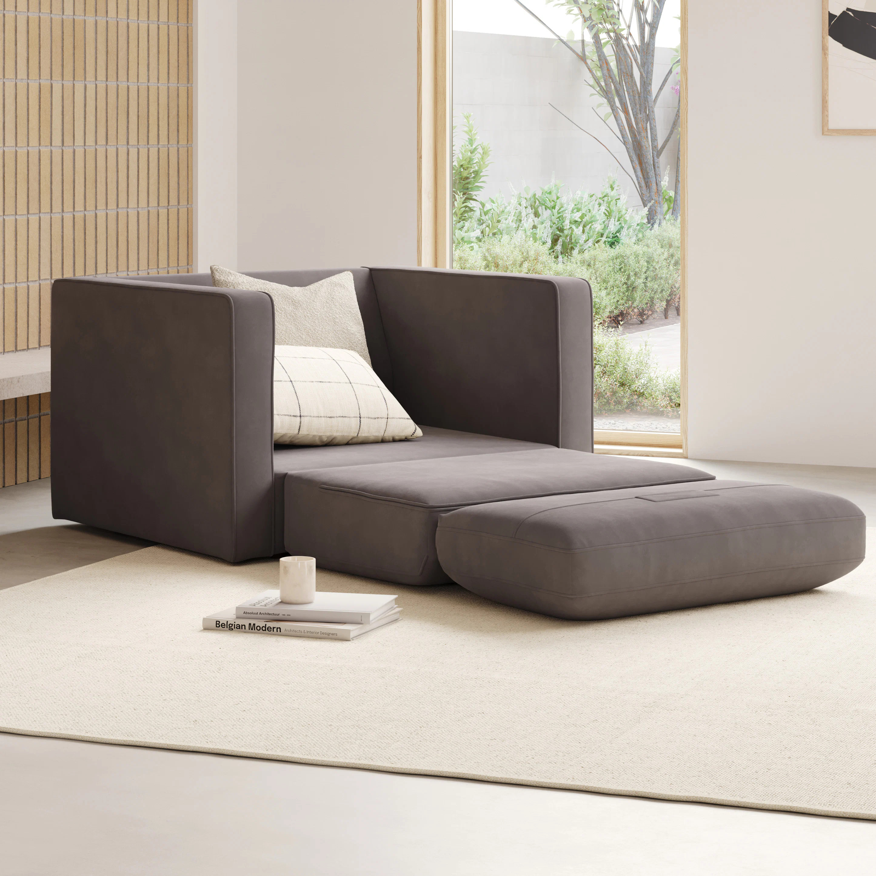 Sven 45.5" Tufted Velvet Sleeper Chair - Hale Warm Gray | Article