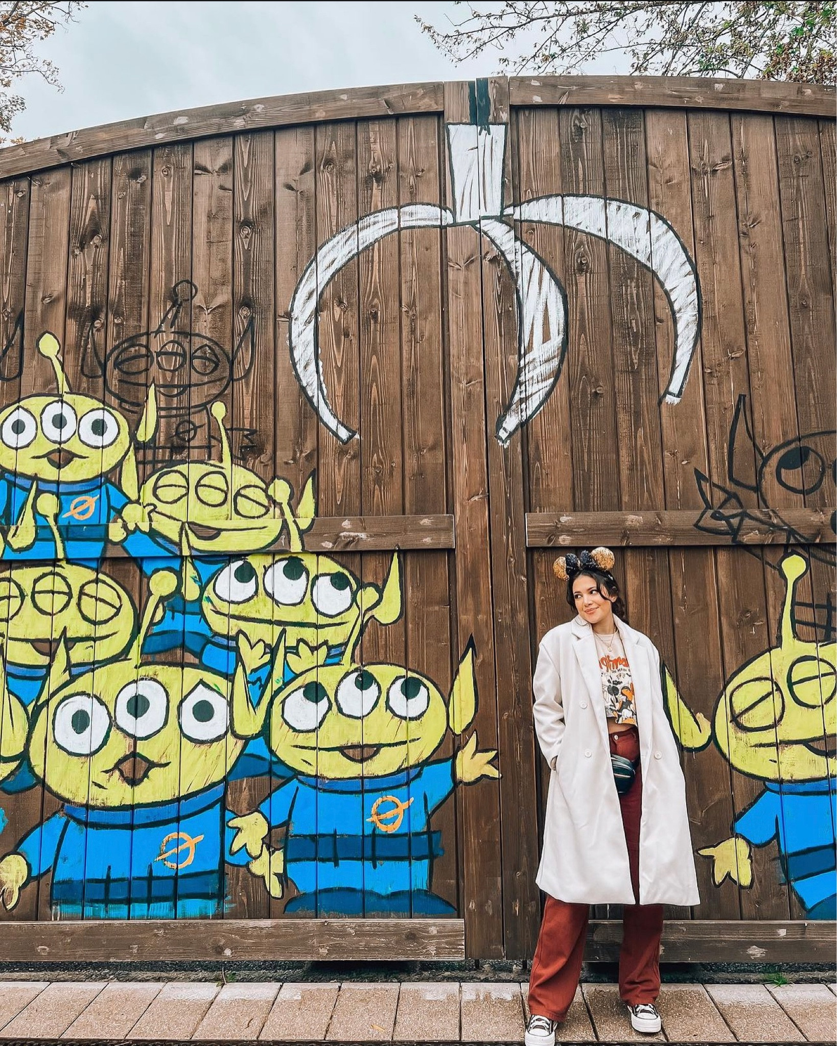 Disney Paris fit 💫✨ I cut the sweater that I got from Etsy to obtain the cropped look! Coat (Starman Coat Stone) is from Princess Polly but is currently unavailable. Ears are from Disney Paris!

#LTKeurope #LTKtravel