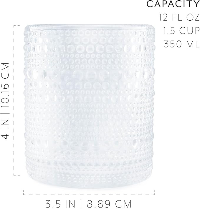 Darware Hobnail Drinking Glasses (12oz, 6pk, Clear); Old-Fashioned Beverage Glasses for Tabletop,... | Amazon (US)